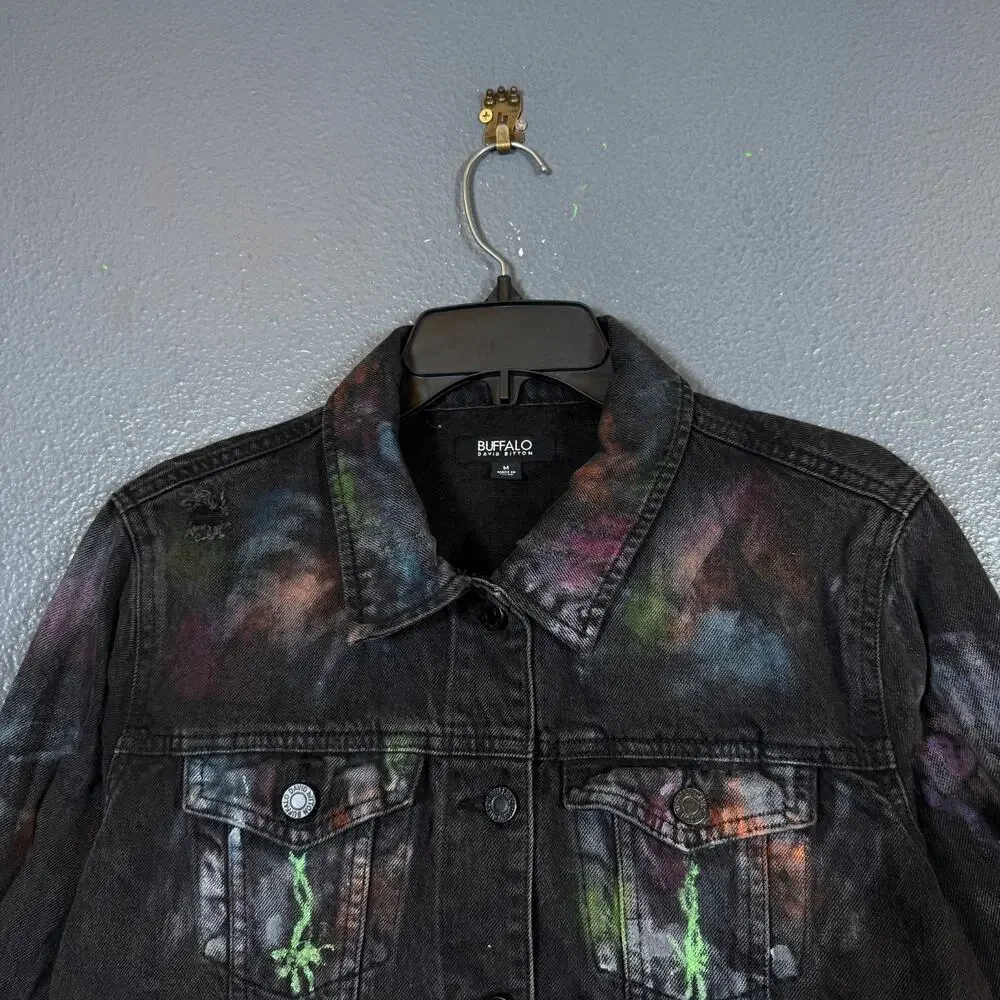 Buffalo M women’s black Lisa Simpsons custom denim jacket distressed